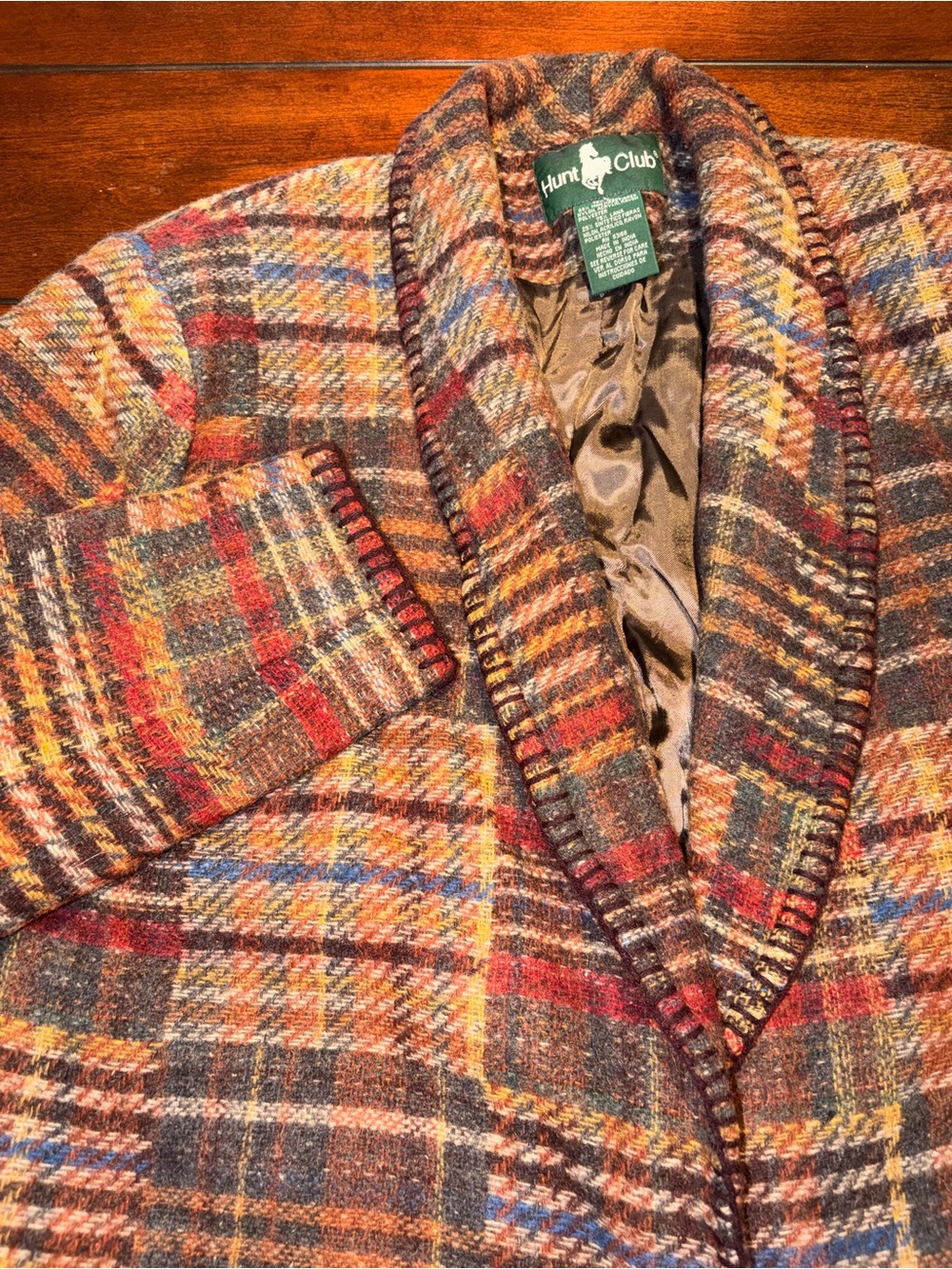 VTG Hunt Club Women’s Plaid 75% Wool Blend Blazer Jacket Size Large